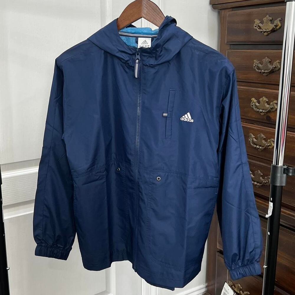 Adidas navy blue windbreaker jacket